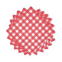 WallyE Red and White Gingham Paper Napkins, Checkered Tartan Plaid Tableware for Garden Barn Picnic or Farm Birthday Party BBQ, 100 Pack