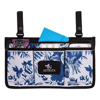 Wheelchair Side Bag - Armrest Sidebags and Wheelchair Accessories - Multiple Pockets and Organizer for Walkers, Rollators, and Wheelchairs (Blue)