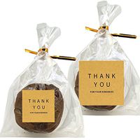 Flat Cellophane Bags with "Thank You" Square Sticker for Gift Packaging, Pack of 40 (8x12cm, Brown)