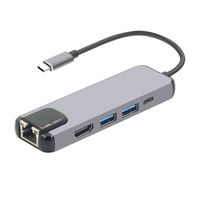 Semoic 5 in 1 USB 3.1 USB-C Type C Hub with HDMI 4K HD 1000M Rj45 LAN Adapter USB 3.0 Hub Type C PD Charging Adapter for MacBook Pro