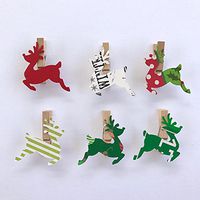Sweet Thymes Reindeer Clothespins Christmas Decoration Kit Paper Cutouts Holiday Party Favors Gift Tag Party Clips Card Holder Display