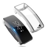 UMTELE Compatible with Fitbit Inspire & Fitbit Inspire HR Screen Protector with Case, 2 Pack Soft Plated TPU All Around Protective Case Ultra-Thin Cover - Clear + Silver