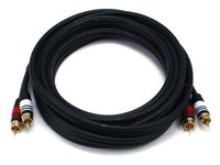 Monoprice 105348 15-Feet 22AWG Premium 2 RCA Plug to 2 RCA Plug Audio Cable - Black