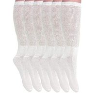 Diabetic Socks Over The Calf Big and Tall Extra Wide Full Cushion Socks Made in USA (13-15, White - 6 Pairs)