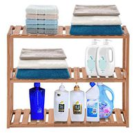 Naiflowers Bamboo Bathroom Shelves, 3-Tier Utility Storage Shelf Rack, Bathroom Towel Shelf Multifunctional Kitchen Balcony Living Room Holder Wall Mounted Storage Shelves Organizer (Wood Color)