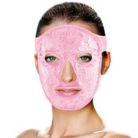 Hot and Cold Therapy Gel Bead Full Facial Mask by FOMI Care | Ice Face Mask for Migraine Headache, Stress Relief | Reduces Eye Puffiness, Dark Circles | Fabric Back | Freezable, Microwaveable