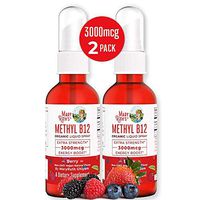 Organic Vitamin B12 (Methyl) Liquid Sublingual Spray by MaryRuth's Energy Boost - 0 Sugar - Non-GMO Vegan - Gluten Free - Paleo - Bariatric & Celiac Glass Bottle 1oz-3000 mcg (Extra Strength 2 Pack)