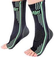 Doc Miller Premium Ankle Brace Compression Support Sleeve Socks for Swollen Foot Plantar Fasciitis Achilles Tendonitis, Use as Injury Support Recovery Eases Pain Swelling 1 Pair (Green, Medium)