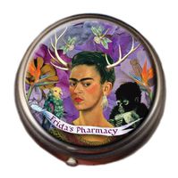 Frida's Pharmacy Frida Kahlo Pill Box - Compact 1 or 2 Compartment Medicine Case