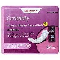 Walgreens Certainty Women's Bladder Control Pads, Maximum Absorbency, Long Length 64 ea (2)