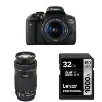 Canon EOS Rebel T6i Digital SLR with EF-S 18-55mm and 55-250mm Lenses + 32 GB Memory Card