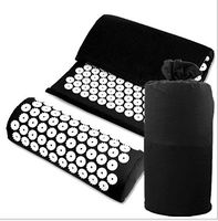 Emsems Acupressure Set Massage Mat and Pillow Bed of Nails Yoga Bed Mattress for Pain Relief Relieves Stress Back Neck Scalp and Wellness（black）