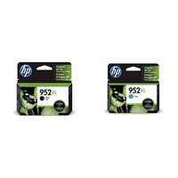 HP 952XL Black Ink Cartridge (F6U19AN) & 952XL Ink Cartridge Cyan (L0S61AN)
