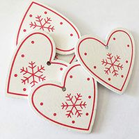 PACK PACKING White Red Xmas Tree Decor Hanging Ornaments Gift Wrap Tags Wooden Hanging Ornaments Package Tags Pendants Xmas Decor Home Decoration Birthday Accessories (50, White Heart B)
