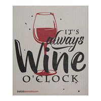 Its Always Wine O'clock ONE Each Swedish Dishcloth | ECO Friendly Absorbent Cleaning Cloth | Reusable Cleaning Wipes