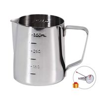 Coffee Milk Frothing Pitcher Cup with Measurement Inside Thermometer set 12oz/350ML Stainless Steel Espresso Steaming Pitcher Tool for Cappuccino Machines Espresso Pitcher Latte Art