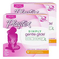 Playtex Gentle Glide Tampons with Triple Layer Protection, Super Plus, Fresh Scent - 36 Count (Pack of 2)