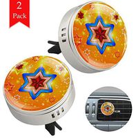 Christmas Star Orange Car Aromatherapy Essential Oil Diffuser Crystal Glass Air Freshener Vent Clip Locket with 4 Refill Pads Silver metal Car Diffuser for Aromatherapy 34mm