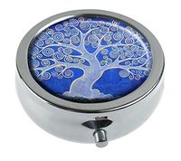 Hiuyi Tree of Life Custom Personalized Round Pill Box Pocket Wallet Travel Pill Vitamin Decorative Box Protector
