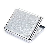 Pure Copper Embossed Arabesque Metal Cigarette Case Cardcase for 100's Cigarettes (Silver)