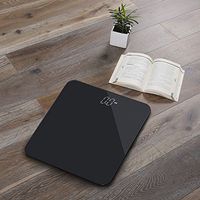 Pollyhb Digital Electronic Body Weight Scale Steel Protective Glass Pure Color 400 Pounds, Tempered Glass LED Mode Digital Body Weight Bathroom Scale,Digital Weight Scale,Body Fat Scale (Black)