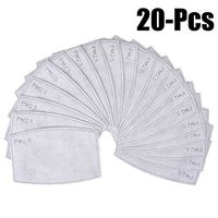 Zoylink 20Pcs Adults Mask Filters Dustproof 5 Layers PM2.5 Fabric Activated Carbon Filters Mouth Cover Filters