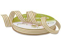 Kraft and White Stripe Cotton Curling Ribbon 1/2"x50 yds (Unit Pack - 1)