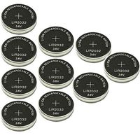 Rechargeable Lithium ion Button Cell Battery 3.6V Count: (LIR2032 10Pcs)