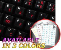 POLISH KEYBOARD STICKERS WITH RED LETTERING ON TRANSPARENT BACKGROUND