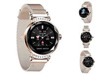 Sammid Stylish Smart Watch for Women Ladies, Fitness Tracker with Magnetic Wristband Flower-Shape Glass Screen Bluetooth Watch for Android&iOS Fashionable Smartwatch-Gold