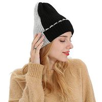 Bolayu Fashion Women Men Autumn Winter Beanie Hat Knitting Wool Warm Hats Earmuffs Hat (Black)