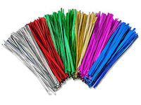 6" Twist Ties~Assortment~5 Colors Gold, Silver, Pink, Emerald & Red (8 Packs of 1000) - Wraps-MTTA6