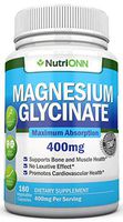 Magnesium Glycinate - 400 mg - 180 Vegan Capsules - Maximum Absorption - Chelate Vegan Supplement - High Bioavailability Pills - Great For Sleep, Anxiety, Heart Health, Muscle Cramps and Bone Strength