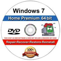 9th and Vine Compatible Windows 7 Home Premium 64 Bit DVD. Install To Factory Fresh, Recover, Repair and Restore Boot Disc. Fix PC, Laptop and Desktop.