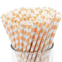 Just Artifacts Decorative Rugby Striped Paper Straws (100pcs, Rugby Striped, Apricot)