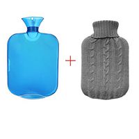 Hot Water Bottle with Knit Cover - Easy to Fill - 2 Liter (~1/2 Gallon) Capacity by Electronix Express