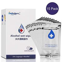 75% Alcohol Detergent Wipes, Each Piece is Individually Packaged Helps Keep Wipes Moist, Large Wet Wipes(6.2" * 5.5"), Alcohol Wipes Travel Packs, Portable Alcohol Swabs Pads Wipes (15 Wipes).