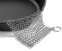 Efaithtek Cast Iron Cleaner -Premium 316 Stainless Steel Chain Maille Scrubber, 8x6 Inch