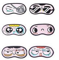 Flyusa Women Girls's Travel Lovely Cartoon Face Sleep Masks Eye Mask Sleeping Blindfold Nap Cover,6 Pack