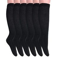 Diabetic Socks Over The Calf Big and Tall Extra Wide Full Cushion Socks Made in USA (9-11, Black - 6 Pairs)