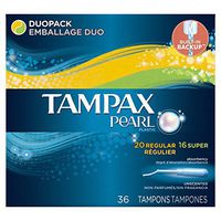 Tampax Pearl Plastic Tampons, Duopack, Unscented, 36 Count