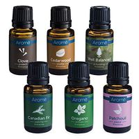 Airomé Essential Oil Grounding Warmth Bundle, Set of Six 15 ml Therapeutic Grade Essential Oils | Patchouli, Cedarwood, Well Balanced Blend, Canadian Fir, Oregano and Clove