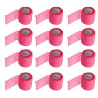 ESUPPORT 2 Inches X 5 Yards Pink Self Adherent Cohesive Wrap Bandages Adhesive Wounds Strong Elastic First Aid Tape for Sport Wrist Ankle 12 Count