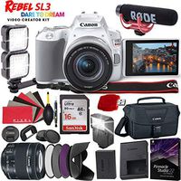 Canon EOS Rebel SL3 DSLR Camera (White) with 18-55mm Lens - 24.1 MegaPixels - 4K Video - Video Kit Bundle
