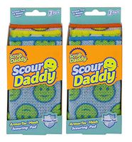 Scrub Daddy, Scour Daddy -Multisurface Scouring Pad, Absorbent, Durable, FlexTexture Sponge, Soft in Warm Water, Firm in Cold, Scratch Free, Odor Resistant, Easy to Clean 3ct (Pack of 2)