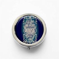 RhyNSky As for Me and My House We Will Serve the Lord Mini Portable Pocket Purse Pill Box Case Pillbox, 3 Compartments, Silvery, 444