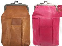 100'S 2pc Two Color Set Genuine Soft Leather Cigarette Case with Lighter Pocket Fit 100mm, 84's HOT PINK + LT. BROWN 2pc for $11.99