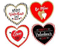 60ct Happy Valentine's Day Assortment Trendy 2inch Glitter Valentine's Stickers Labels Envelope Decorative Seals