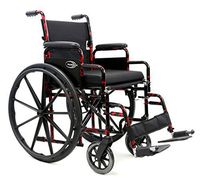 Karman LT-770Q-E Lightweight Removable Wheelchair with Elevating Legrest, Red Streak, 18" x 16"