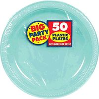 Amscan Robin's Egg Blue Plastic Plate Big Party Pack, 50 Ct.